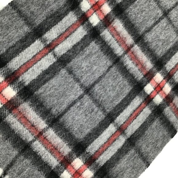 NWT Edinburgh Lambswool Tartan Scarf Thomson Grey Gray 70" Fringed Preppy Plaid - Picture 6 of 10